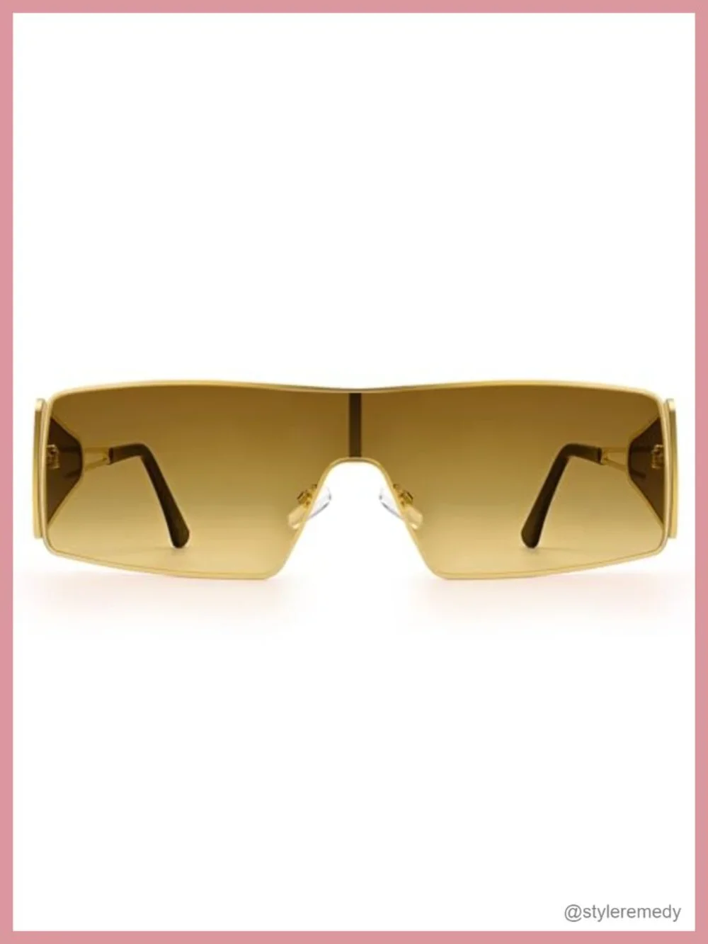 Y2K Oversized Rectangle Metal Frame Sunglasses Retro Wrap Around UV Protection